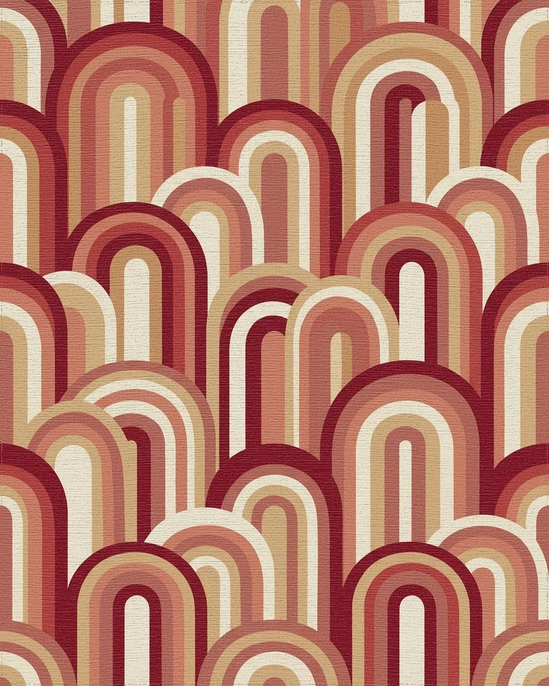 Retro Arc Arch Rainbow Tones Rug - Cutout View