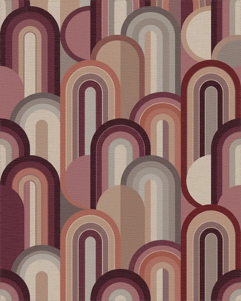Retro Arch Cascade Earth Tones Rug - Cutout View