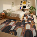 Retro Arches Earthy Tone Rug Bedroom View
