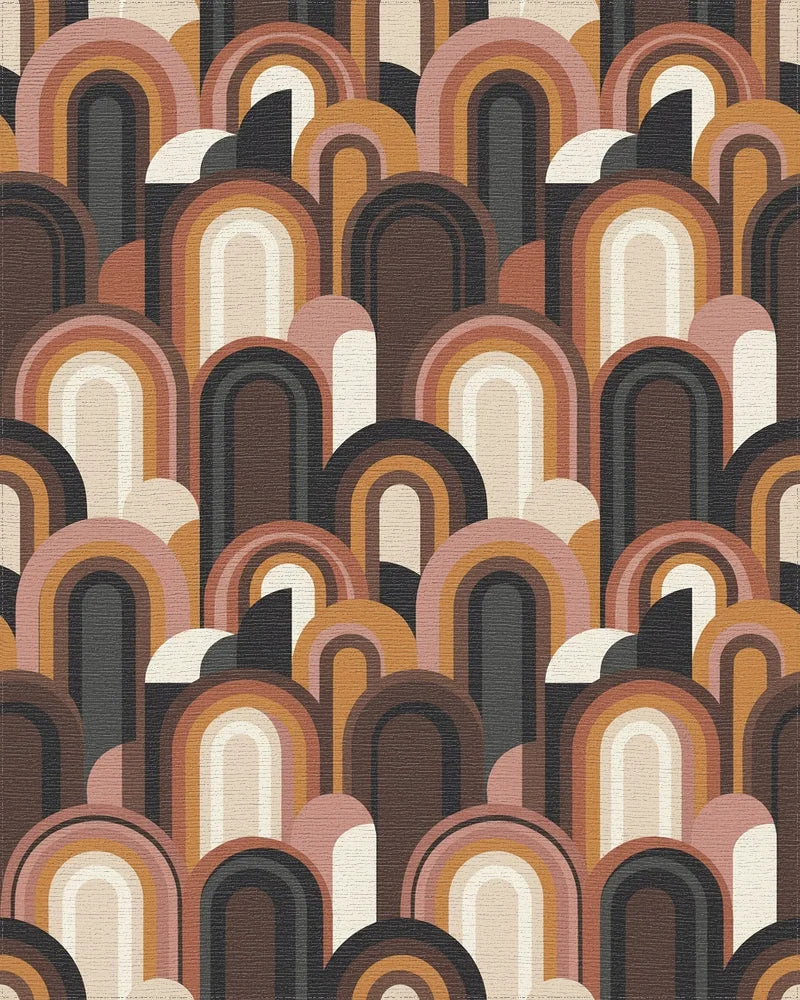 Retro Arches Earthy Tone Rug - Cutout View
