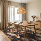Retro Arches Earthy Tone Rug Dining Room View