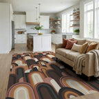 Retro Arches Earthy Tone Rug Living Room View