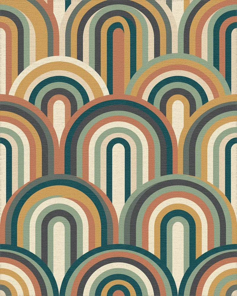 Retro Archway Terra Cotta Rainbow Rug - Cutout View