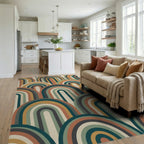 Retro Archway Terra Cotta Rainbow Rug Living Room View