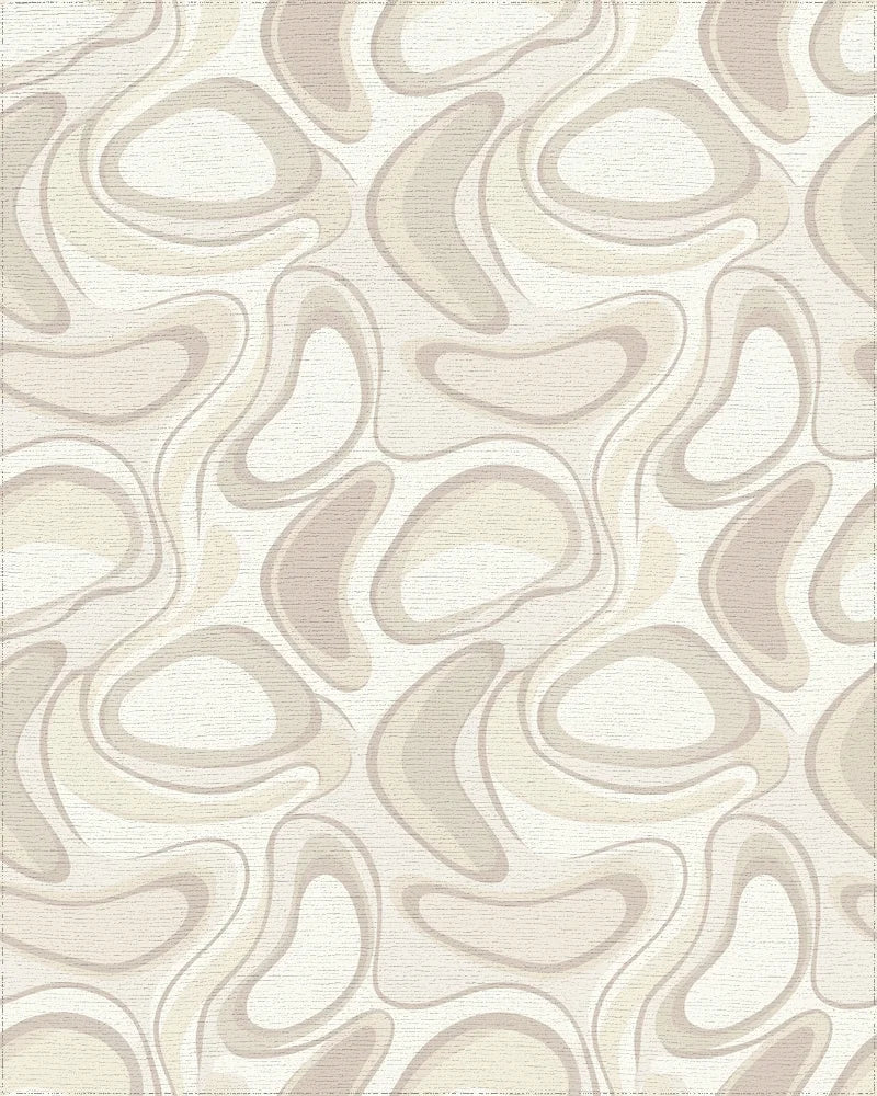 Retro Beige Organic Swirls Rug - Cutout View