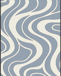 Retro Blue Cream Swirl Abstract Rug - Cutout View