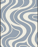 Retro Blue Cream Swirl Abstract Rug - Cutout View