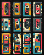 Retro Cassette Tape Geometric Pattern Rug - Cutout View