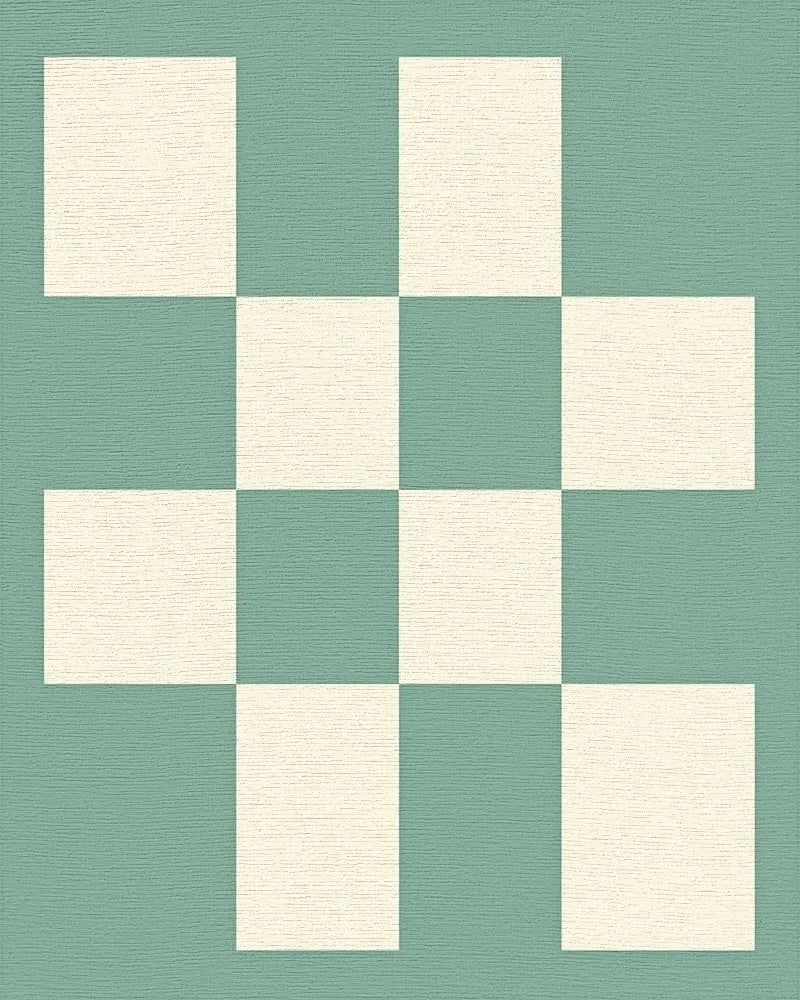 Retro Checkerboard Pattern Rug - Cutout View