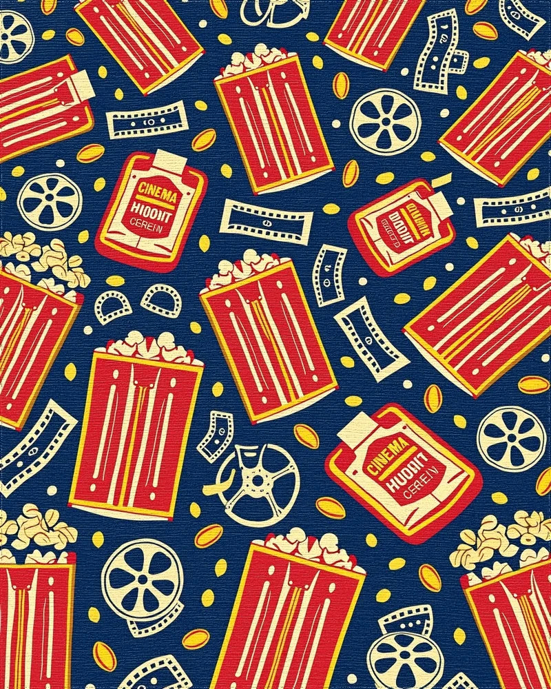 Retro Cinema Popcorn Pattern Rug - Cutout View