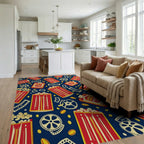 Retro Cinema Popcorn Pattern Rug Living Room View
