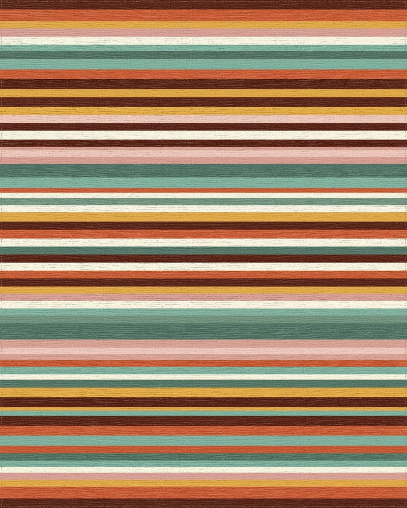 Retro Earth Tone Multi Stripe Rug - Cutout View