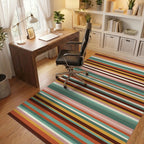 Retro Earth Tone Multi Stripe Rug Office View