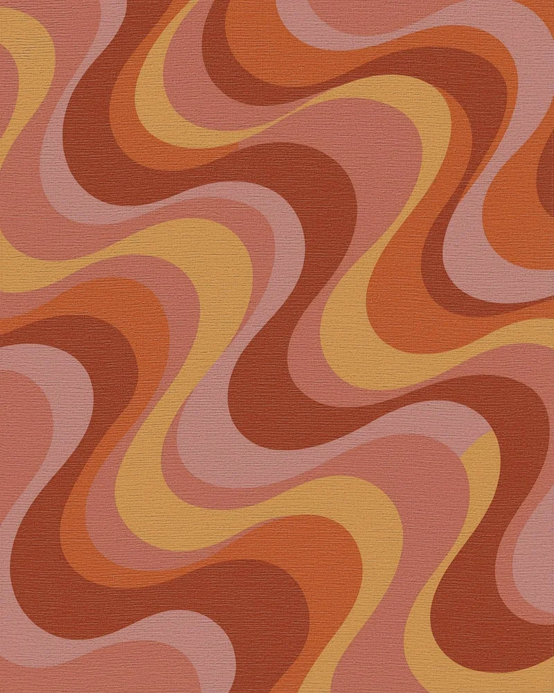 Retro Earth Tone Swirl Rug - Cutout View