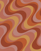 Retro Earth Tone Swirl Rug - Cutout View