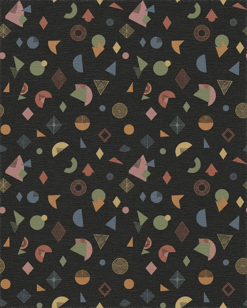 Retro Earthy Geometric Shapes Rug - Cutout View