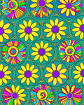 Retro Flower Power Circles Rug - Cutout View