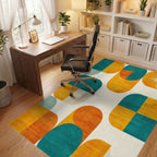 Retro Geometric Teal Orange Circles Rug - Office View