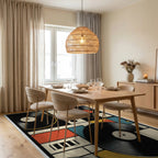 Retro Geometric Vinyl Records Rug Dining Room View