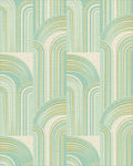 Retro Mint Gold Arc Segment Rug - Cutout View