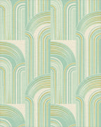 Retro Mint Gold Arc Segment Rug - Cutout View