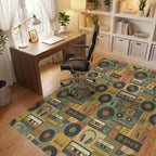 Retro Music Cassette Vinyl Headphone Collage Rug Office View
