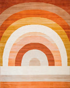 Retro Orange Arc Layered Rug - Cutout View