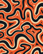 Retro Orange Black Swirls Design Rug - Cutout View