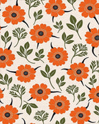 Retro Orange Flower Garden Rug - Cutout View