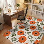 Retro Orange Flower Garden Rug - Office View