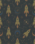 Retro Space Rocket Constellation Journey Rug - Cutout View