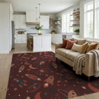 Retro Space Rockets and Moons Rug Living Room View
