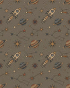 Retro Space Rockets and Planets Rug - Cutout View