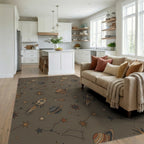 Retro Space Rockets and Planets Rug Living Room View