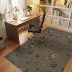 Retro Space Rockets and Planets Rug Office View