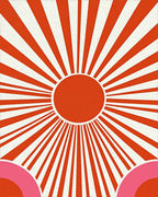 Retro Sunburst Pink Arc Design Rug - Cutout View