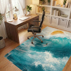 Retro Surfer Ocean Sunset Rug - Office View