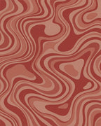 Retro Terracotta Swirl Abstract Rug - Cutout View