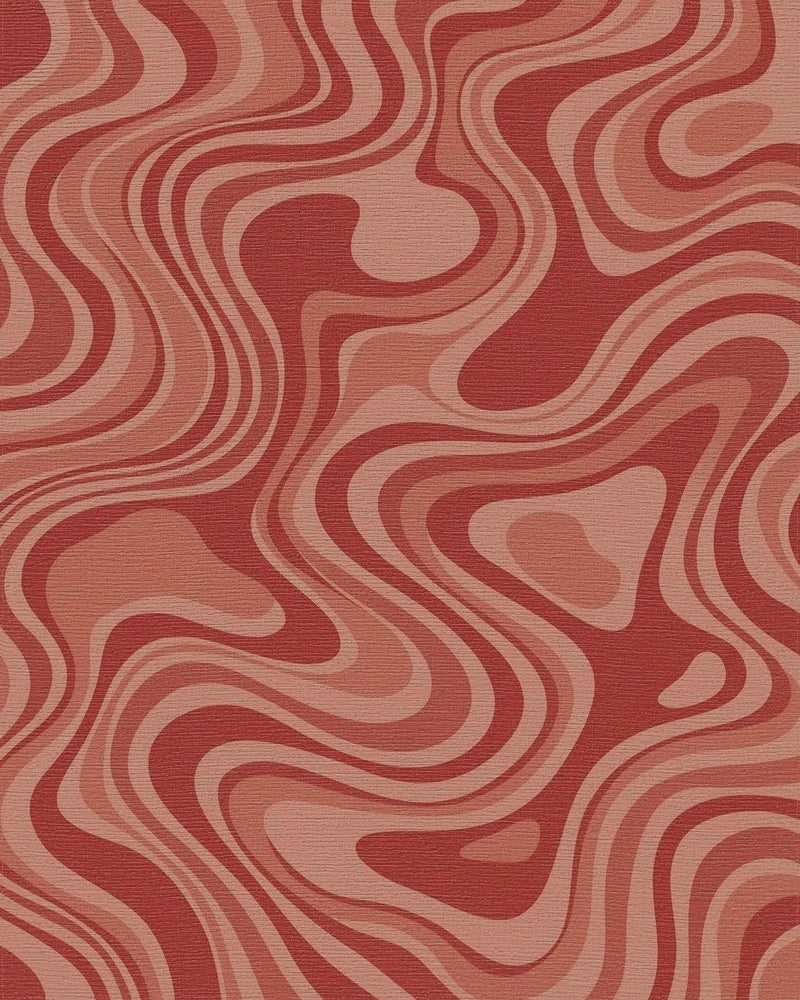 Retro Terracotta Swirl Abstract Rug - Cutout View