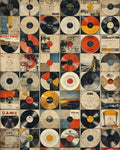 Retro Vinyl Record Collage Rug - Cutout View
