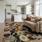 Retro Vinyl Record Collage Rug - Living Room View