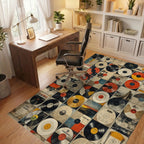 Retro Vinyl Record Collage Rug - Office View