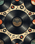 Retro Vinyl Record Music Notes Rug - Cutout View