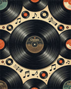 Retro Vinyl Record Music Notes Rug - Cutout View