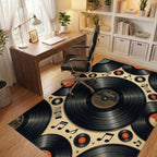 Retro Vinyl Record Music Notes Rug Office View