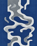 Rich Blue Wavy Abstract Flow Rug - Cutout View