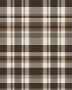 Rich Brown Cream Plaid Check Rug - Cutout View
