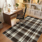 Rich Brown Cream Plaid Check Rug Office View