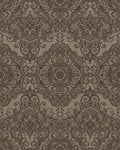 Rich Brown Lace Damask Medallion Rug - Cutout View