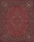 Rich Burgundy Vintage Scroll Medallion Rug - Cutout View